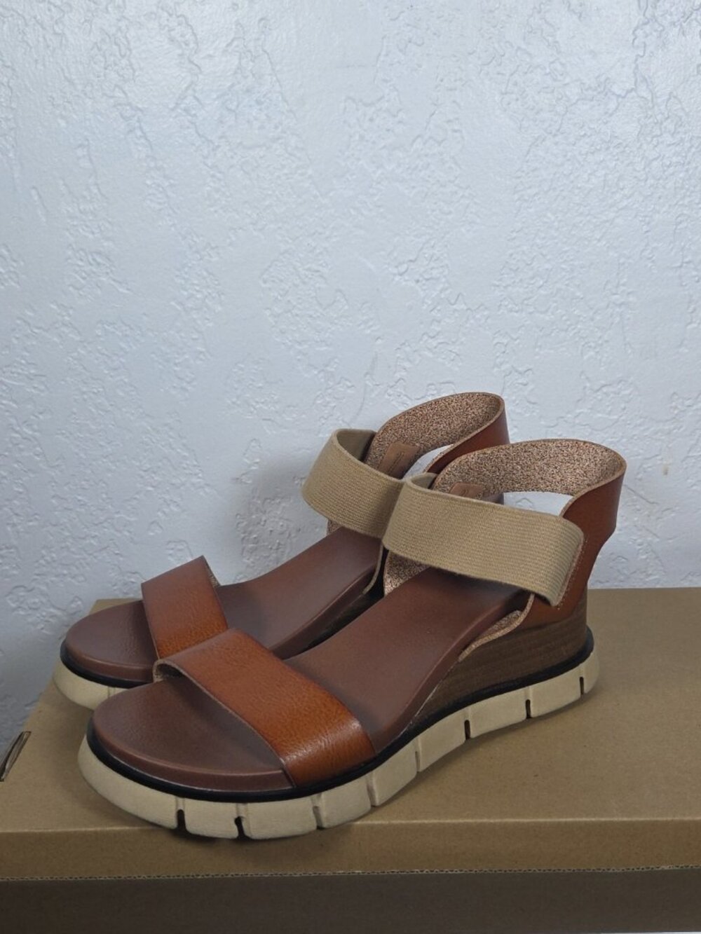 MIA Women's Espadrille Wedge Sandals Brown Beige Adjustable Strap Size 9